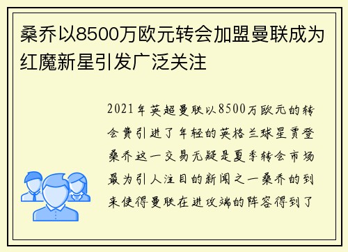 桑乔以8500万欧元转会加盟曼联成为红魔新星引发广泛关注